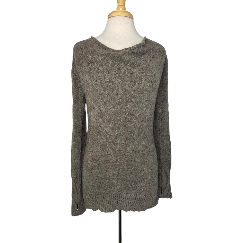 ATHLETA Nylon Chenille Soft Warm Brown Gray Sweater Size Small Thumbholes